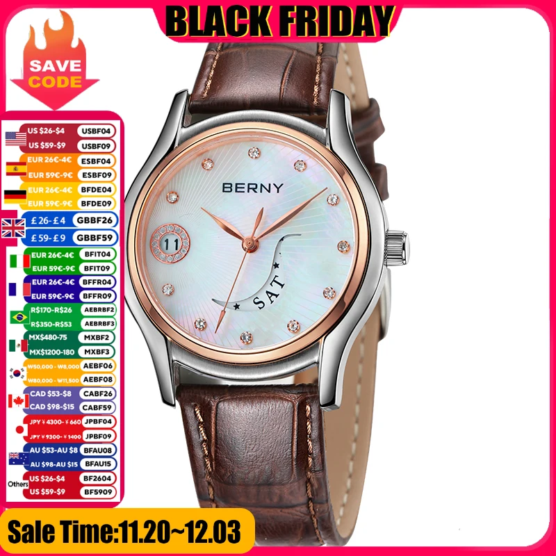 Luxury Elegant Women Watches Quartz Waterproof Wristwatches Calendar Clock Vintage Brown Leather   Ladies Wristwatches