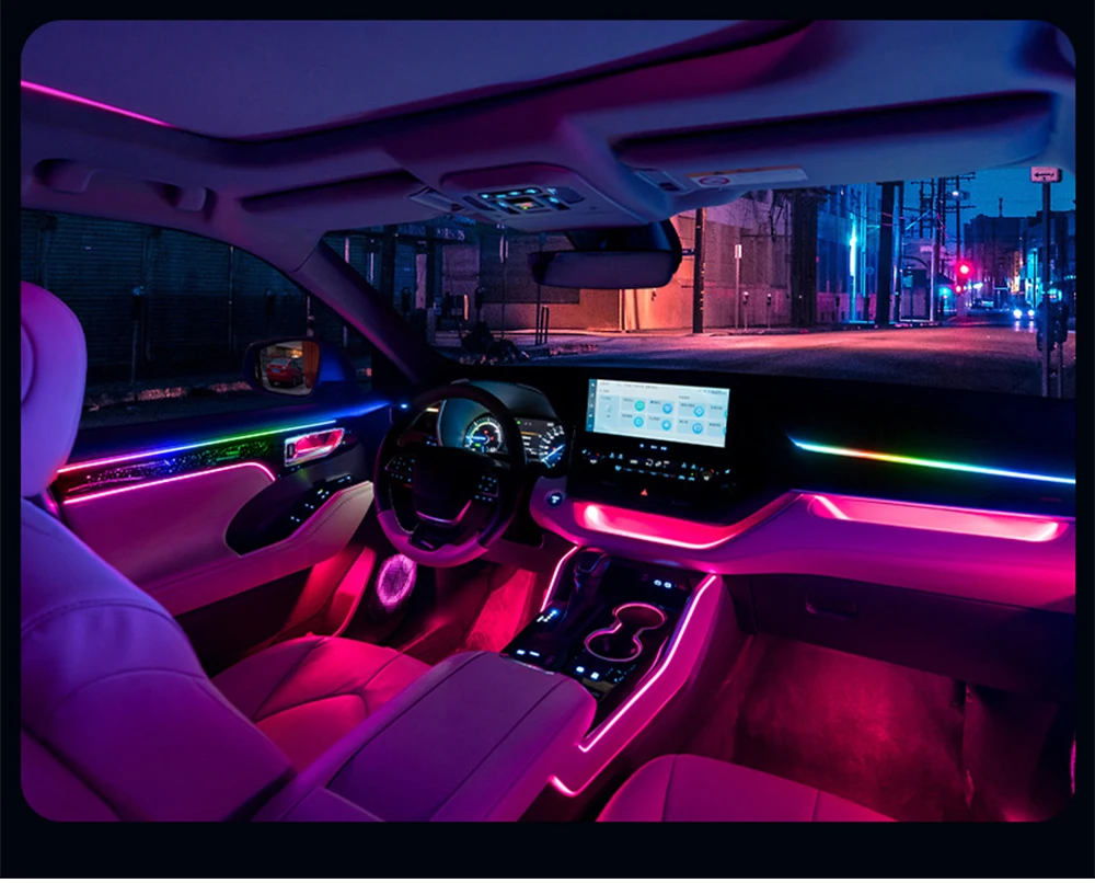 ترقية سيمفوني Led سيارة الداخلية المحيطة ضوء لتويوتا هايلاندر 2022-2025 جو قطاع اكسسوارات الديكور
