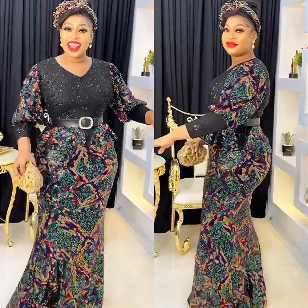 

Длинные платья для вечеринок в африканском стиле больших размеров для женщин, новинка 2023 года, Дашики, Анкара, вечерние платья с блестками, турецкая одежда, халат, африканская одежда
