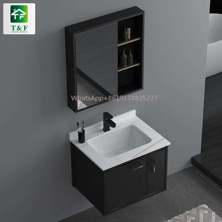 

White marble ceramic wash basin black bathroom cabinet aluminium bathroom vanity cabinet