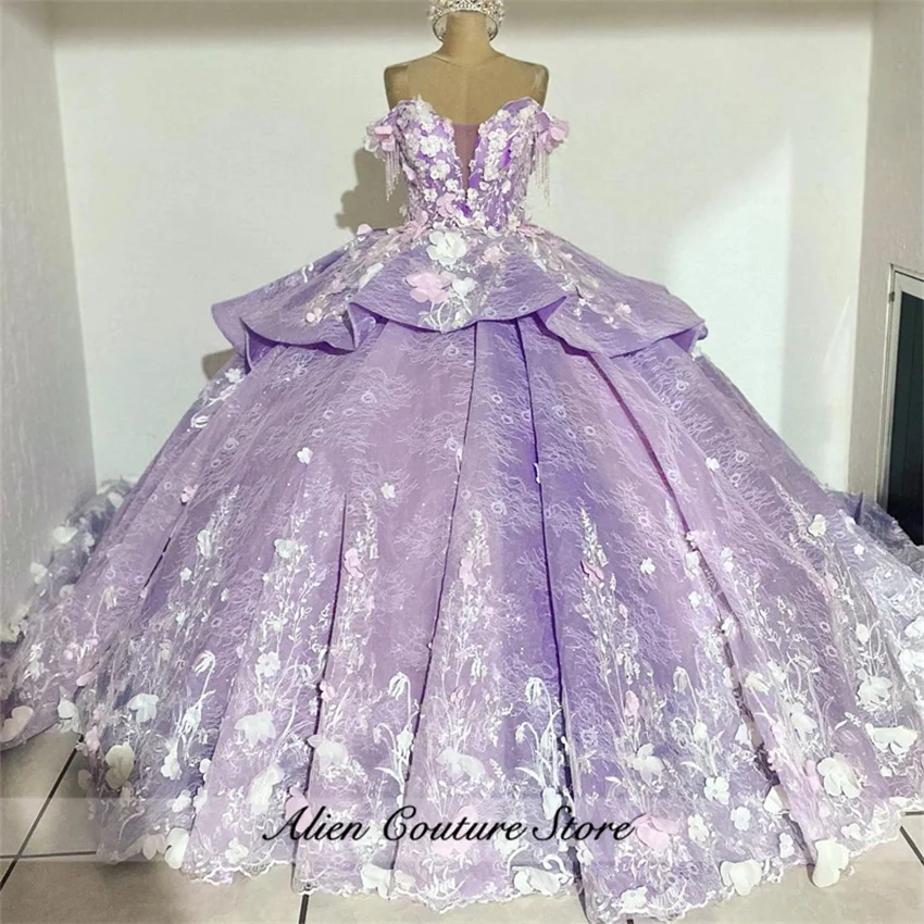 Lilac Beading 3D Fl…