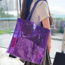 Transparent PVC Waterproof Tote Bag Reusable Handbags Fashion Portable Casual Women's Travel Shopping Bag Thick Handbags