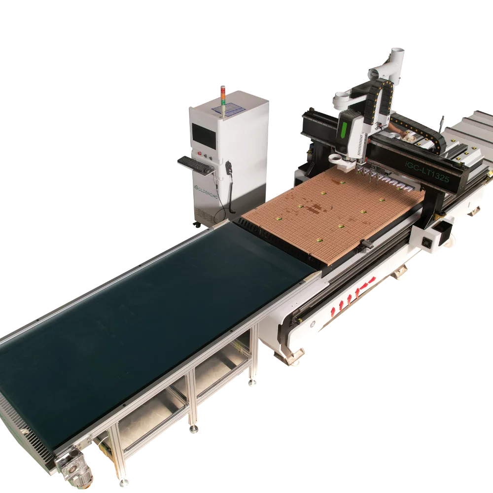 1325 Atc CNC Router Wood Cutting Machine with Automatic Loading and Unloading Table and Row Drilling Wood Working CNC Machine