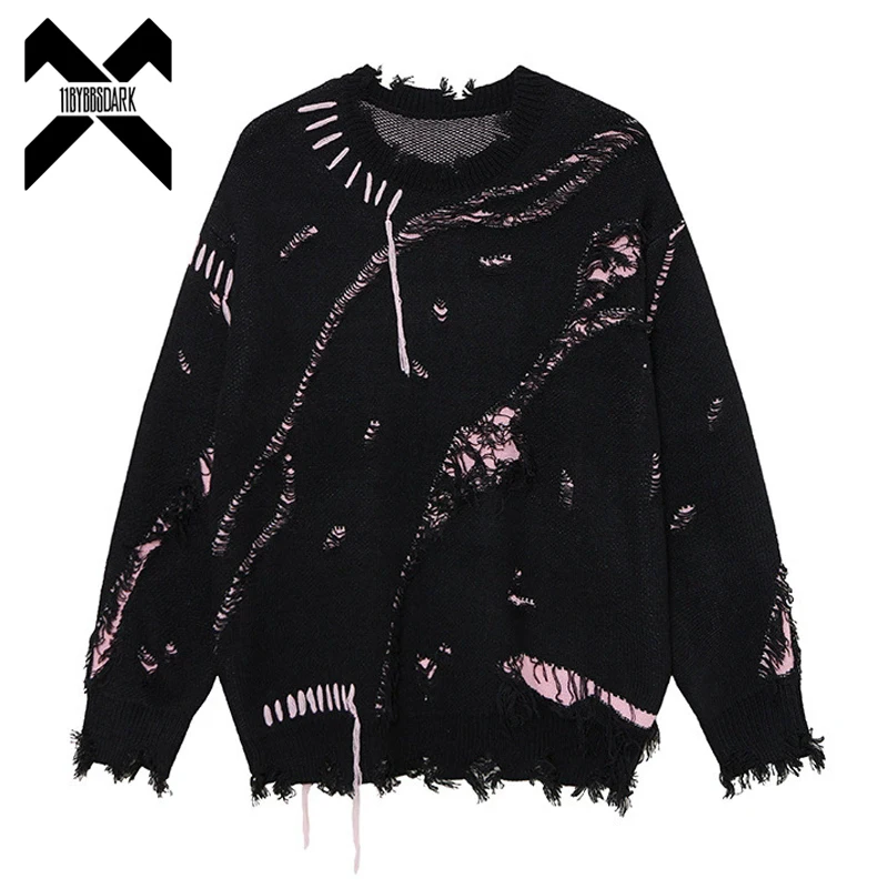 

2025 NEW Hip Hop Sweater Streetwear Unisex Dark Y2K Grunge Knit Top Destroyed Knitted Pullovers Men Women Loose Knitwear