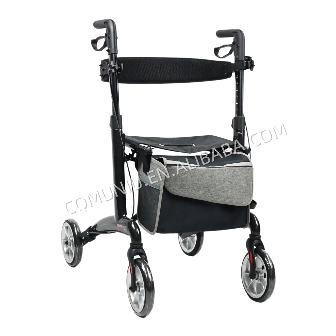 Popular CE Medical Grade Folding Carbon Fiber Rollator with Seat Rollator Walker with Forearm Hand Brake for Disabled Elderly