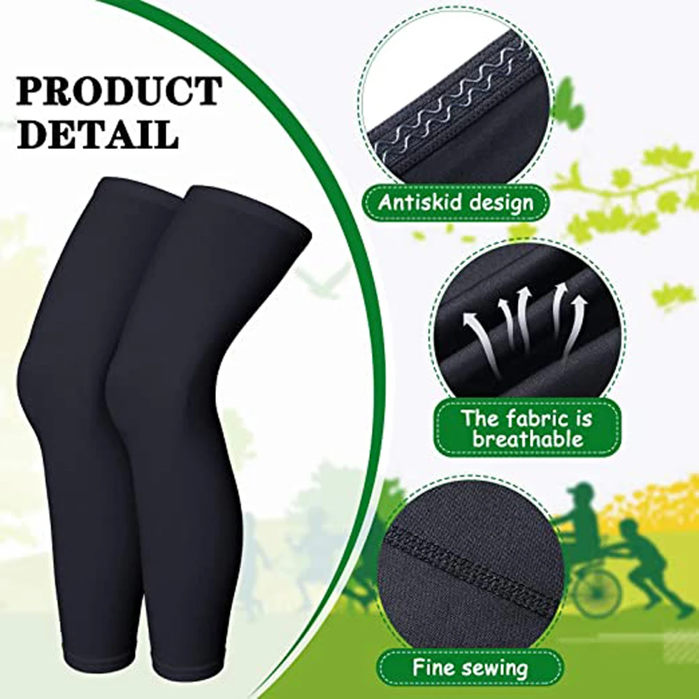 1pair Sports Compression Leg Sleeve Full Length Leg Sleeves Sports Cycling Leg Sleeves for Men Women,Knee,Thigh,Calf,Running,Gym