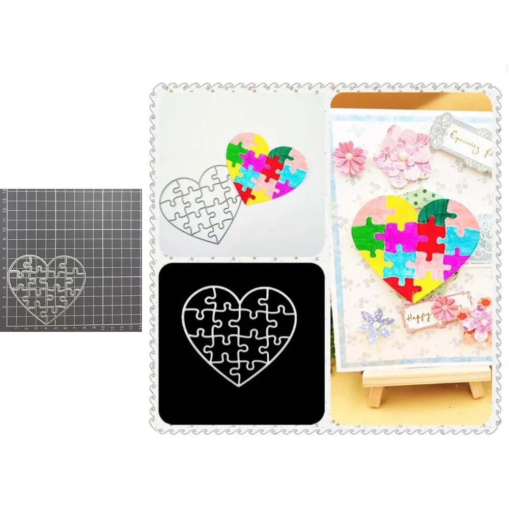 Liebe Herz Puzzle Metall Schneidwerk zeuge Schablone DIY Scrap booking Album Papier karte Vorlage Form Prägung Handwerk Dekoration gestanzt