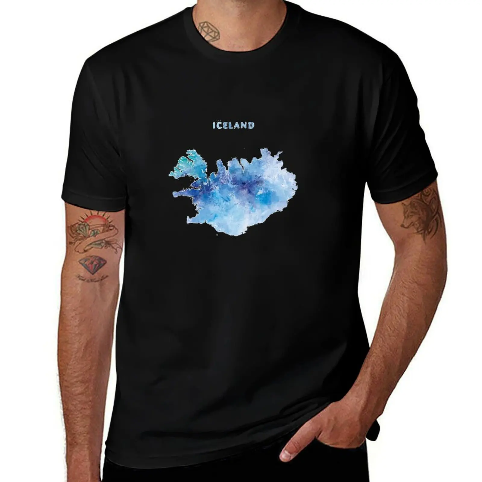 Iceland Watercolor map Sticker, The Greatest Iceland. T-Shirt Stain Resistant Casual Tee