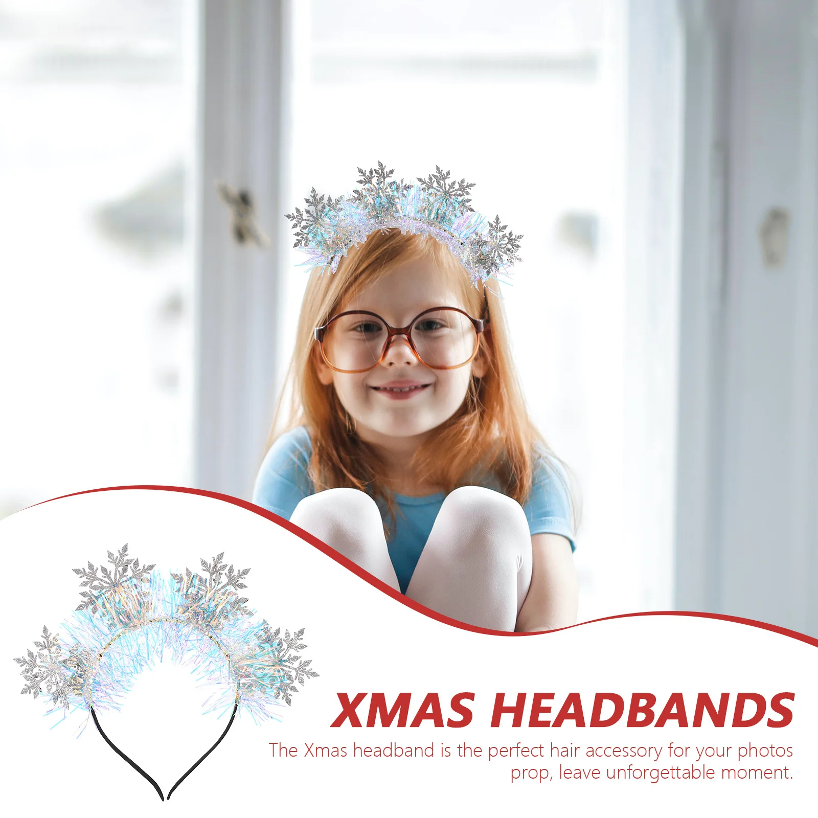 

Glitter Headpiece Holiday Headbands Christmas Decor Snowflake for Women Party Hairband