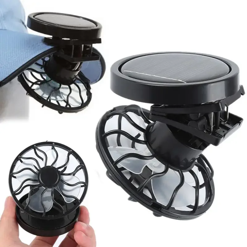 New Summer Clip-on Solar Sun Power Energy Panel Cooling Cell Fan for Camping Hiking Fishing Outdoors MINI Sun Powered Fans