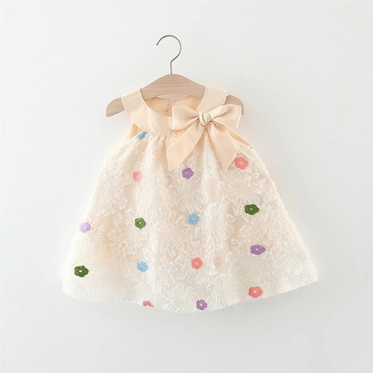 (0-3 Years Old Girls) Summer New Girls Dress Halter Bow Sleeveless Colored Polka Dot A-line Dress Sleeveless Birthday Party Dres