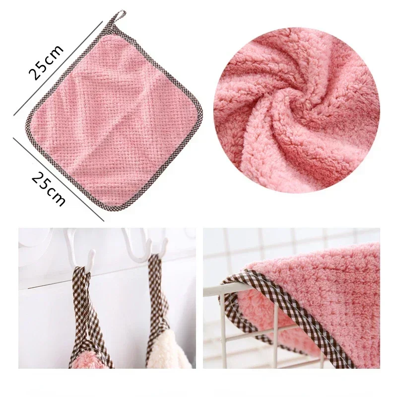 Super Absorbent Clean Cloth Cleaning Wiping Rag Dish Towel Kitchen Towel Sink Wipe Coral Fleece Cleaning Towels Home Accessories