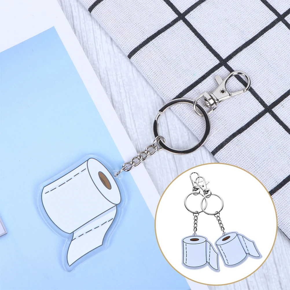 

2Pcs All-match Acrylic Toilet Paper Keychain Stylish Backpack Hanging Pendant Bag Decoration Accessory Keychain Tags
