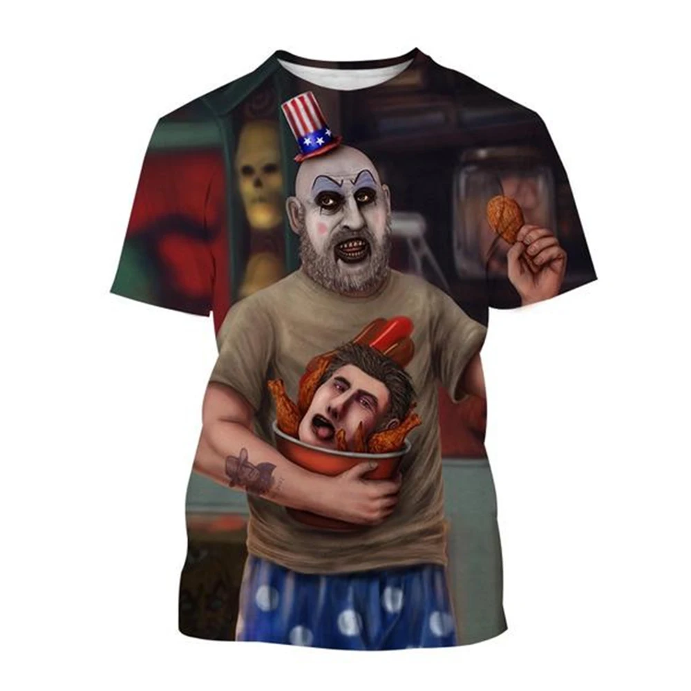 Captain Spaulding Funny 3D Print T-Shirt House of 1000 Corpses Men's Hip Hop T shirt Causal Round Neck Streetwear Clothing