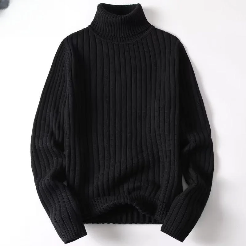 Autumn Winter Men's Solid Warm Flower Flip Up Collar Sweater High Collar Silk Thermal Slim Fit Long Sleeve Underwear Tops