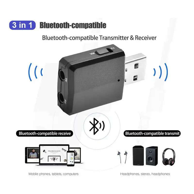 ZF-169 Plus 3 In1 USB Adapter Bluetooth5.0 Audio Transmitter/Receiver 3.5mm Cable For TV PC Car Headphone Phones Mp3 ZF-169Plus