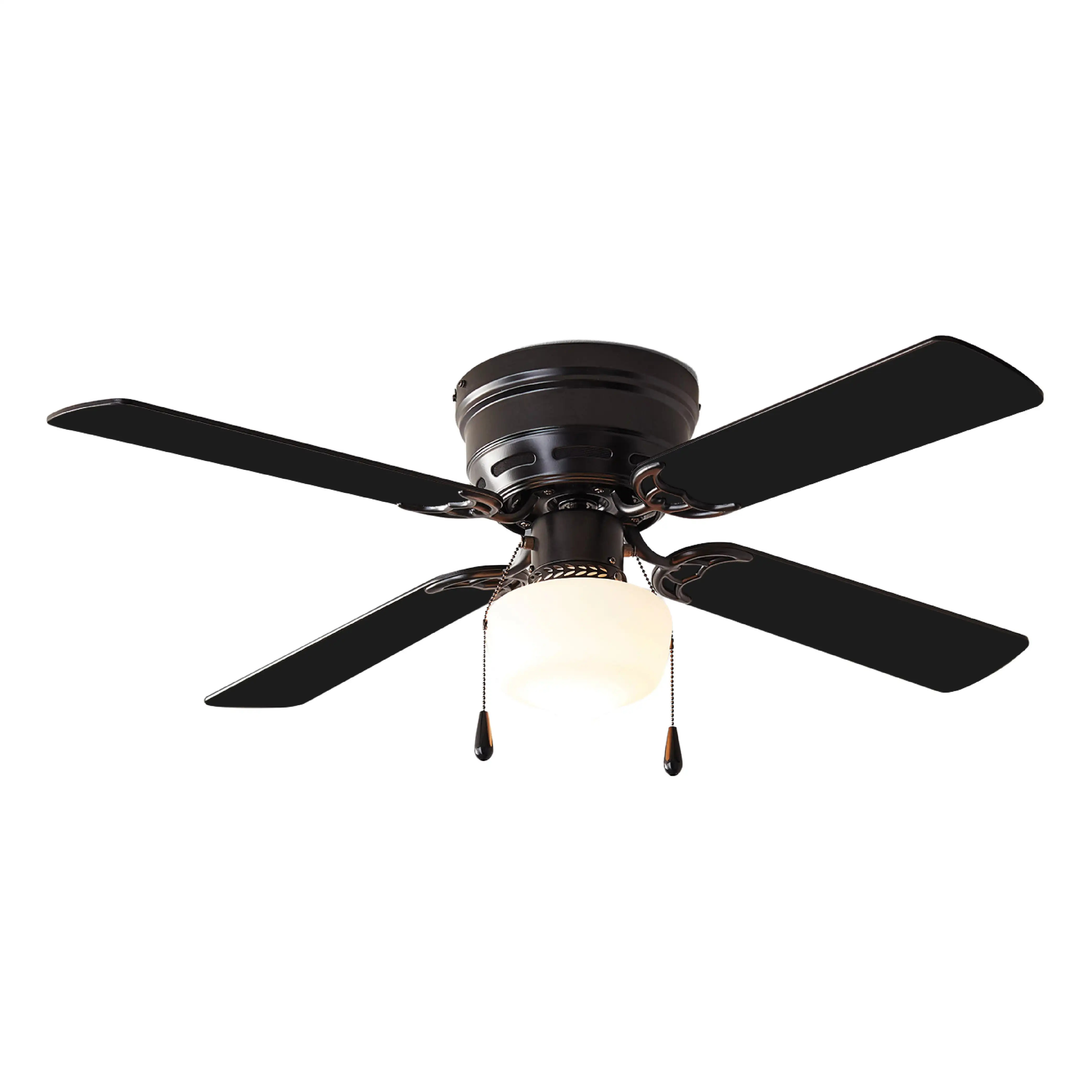 

Indoor Ceiling Fan with Light Kit, Black, 4 Blades, Reverse Airflow