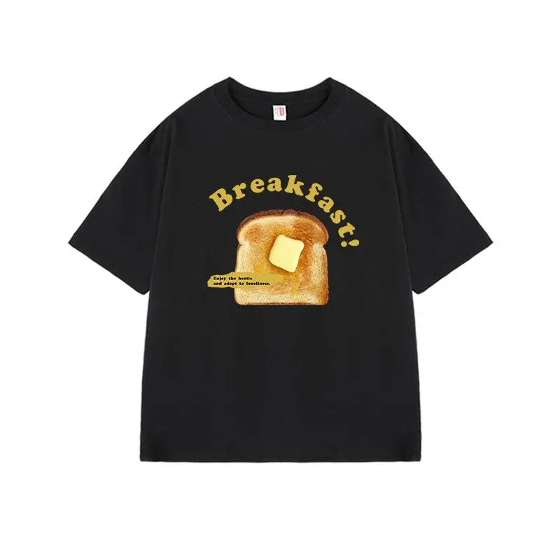 

Нишевая футболка À Manches Courtes Imprimé Toast Américain Rétro Pour Femmes Été Nouveau Haut En Coton