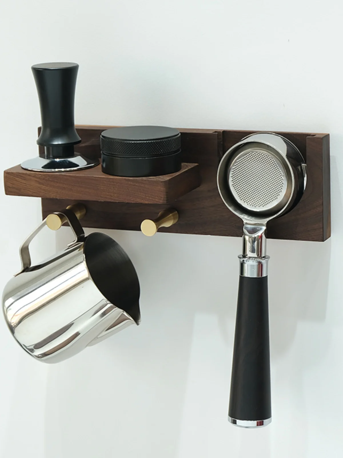 

Coffee utensils Storage rack No punching Multifunctional rack Coffee handle Powder cloth wall hanging Powder press Bar rack