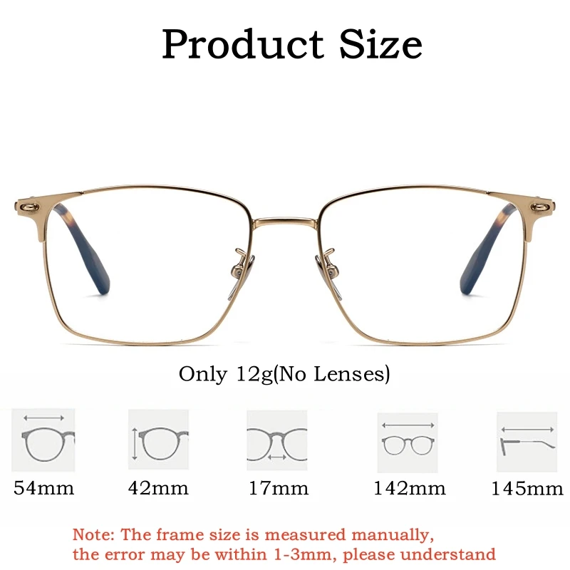 YIMARUILI Business Men's Titanium Alloy Glasses Retro Temperament Square Ultra-light Optical Prescription Eyeglasses Frame 81008