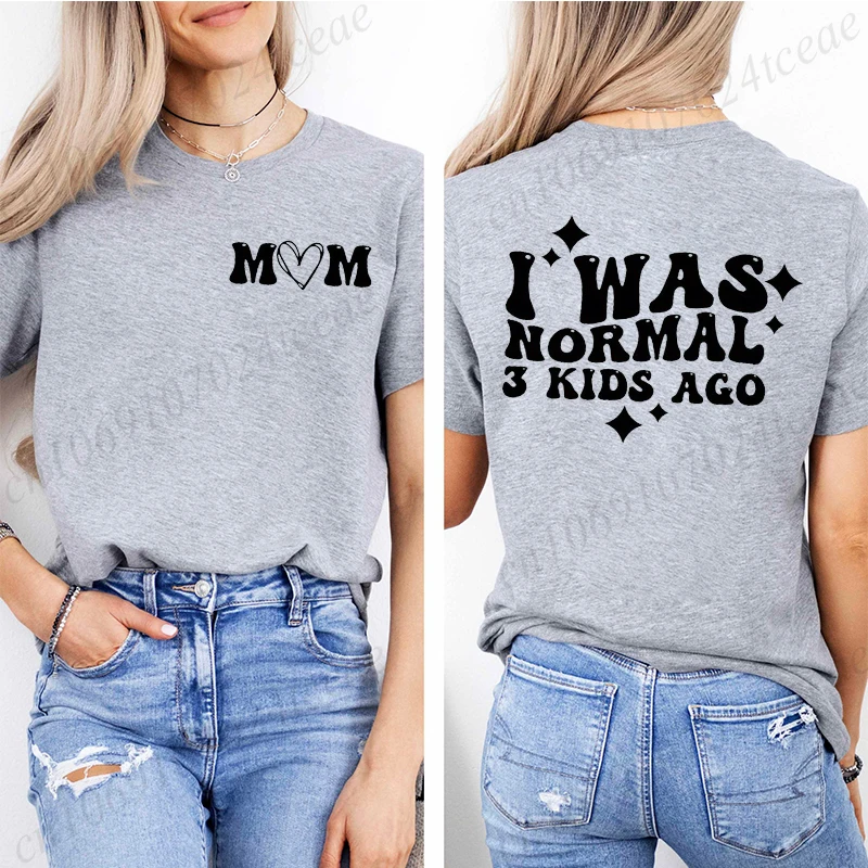 

Women Mom Shirt T-Shirts I Was Normal 3 Kids Ago Funny Saying Tops Short Sleeve Sarcastic Mama T-Shirt Casual Crewneck Tee Tops
