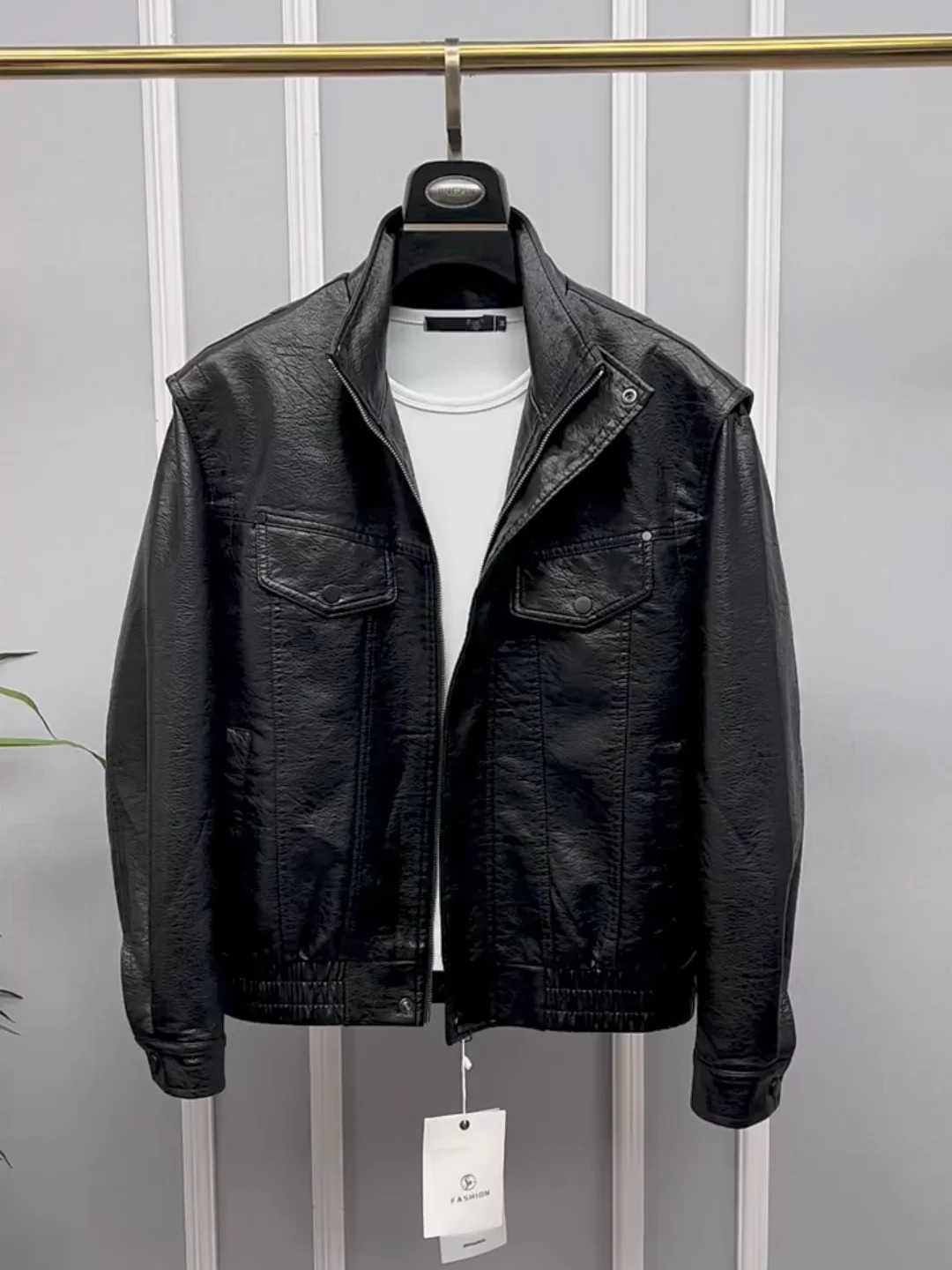 

Fashionable Casual Stand Collar Jacket Men's New Style Autumn Outerwear Antimicrobial Standard Fit Long Sleeve Zipper Closure