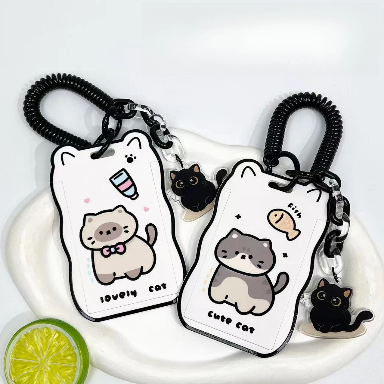 Cartoon Cat Card Holder Badge School ID Card Case Kpop Idol Photocard Photo Protector