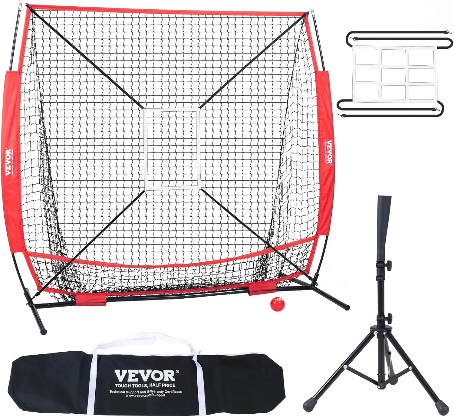 

Portable Baseball Softball Training Net for Hitting Batting Catching Pitching with Carry Bag Strike Zone Tee