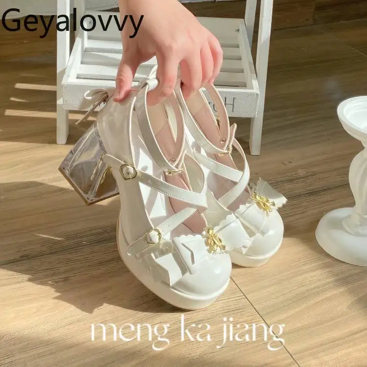 

Spring and Autumn Ladies Round Toe High Heels Pumps Japanese Sweet Lolita Sweet Cute Elegant Mary Jane Shoes for Women