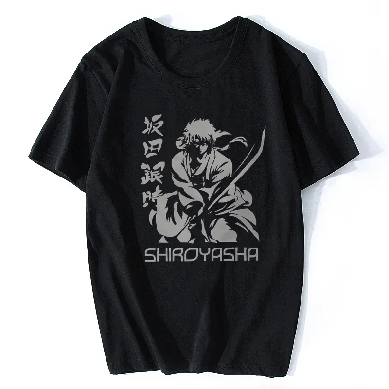 Shiroyasha l Sakata Gintoki GINTAMA Amanto Manga Tshirt Casual Punk T shirt Tops Homme Pure Cotton Oversized Tees Tops Casual