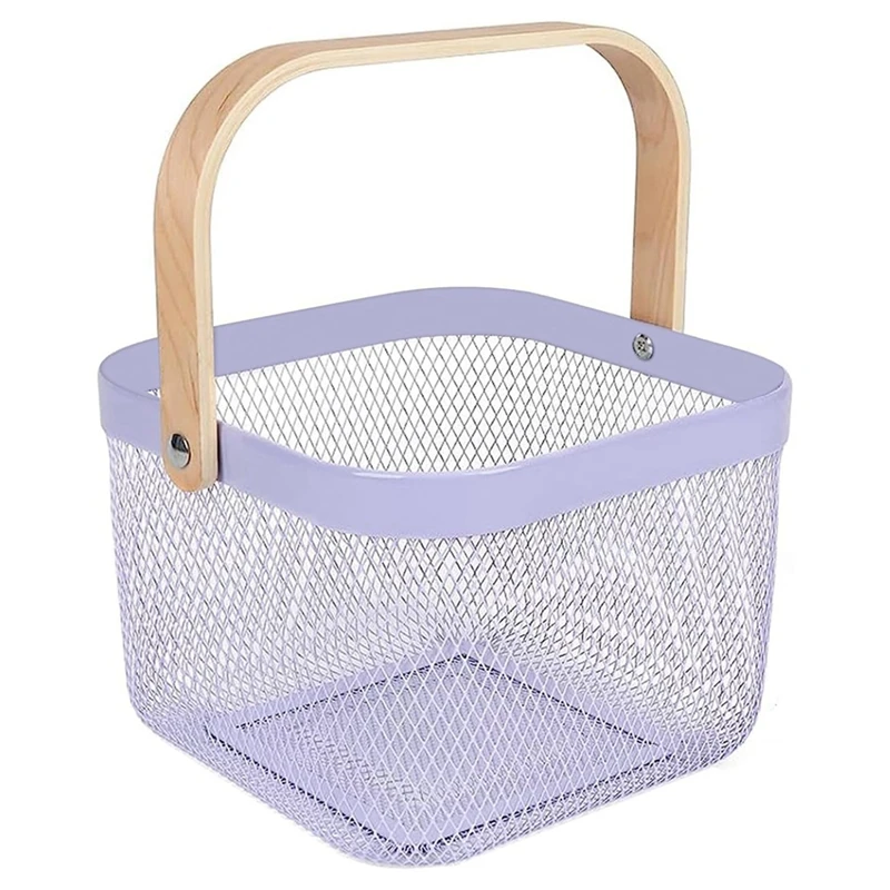 

Metal Mesh Basket, Multi-Functional Hanging Kitchen Baskets Fruit Basket With Handle For Kitchen Bathroom Picnic