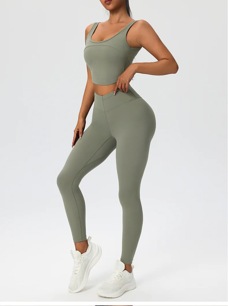 2025 Nude-Feel Yoga Set for Women|High-Waist Tummy Control Leggings+Padded Sports Bra|Butt-Lifting Activewear|Gym,Yoga & Workout