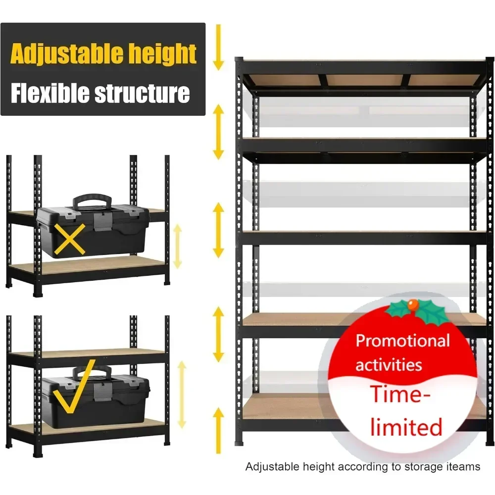 

Hot sales2 Pack Storage Shelves 48" x 24" x 72" - 5 Tier Heavy Duty Adjustable Garage Storage Shelving, Metal Storage Utility Ra