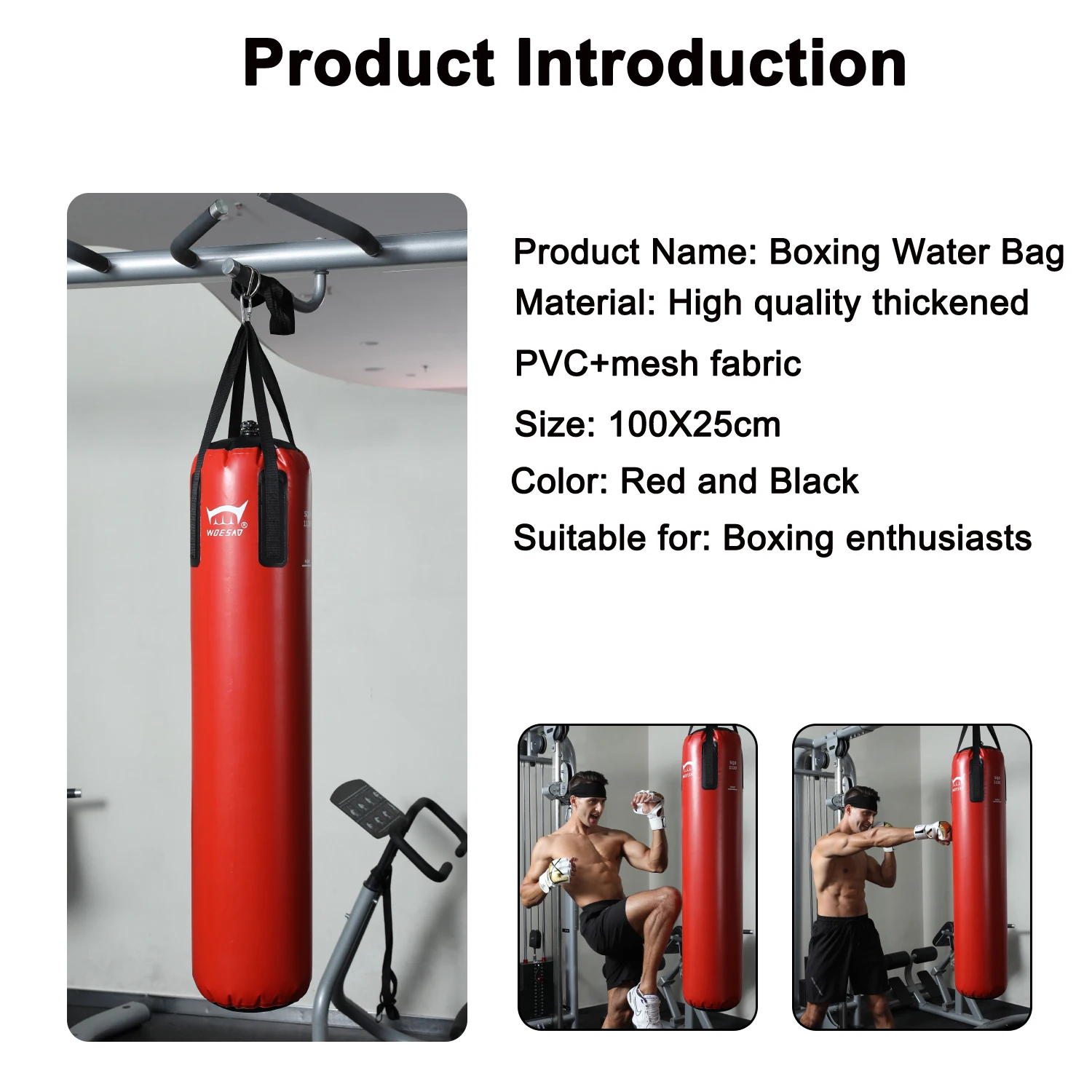 WOSWEIR-Hanging PVC Boxing Bag,Punching Bag, Home Gym Training, Water, MMA, Karate, Judo, Muay Thai, Kickboxing, Self Defense