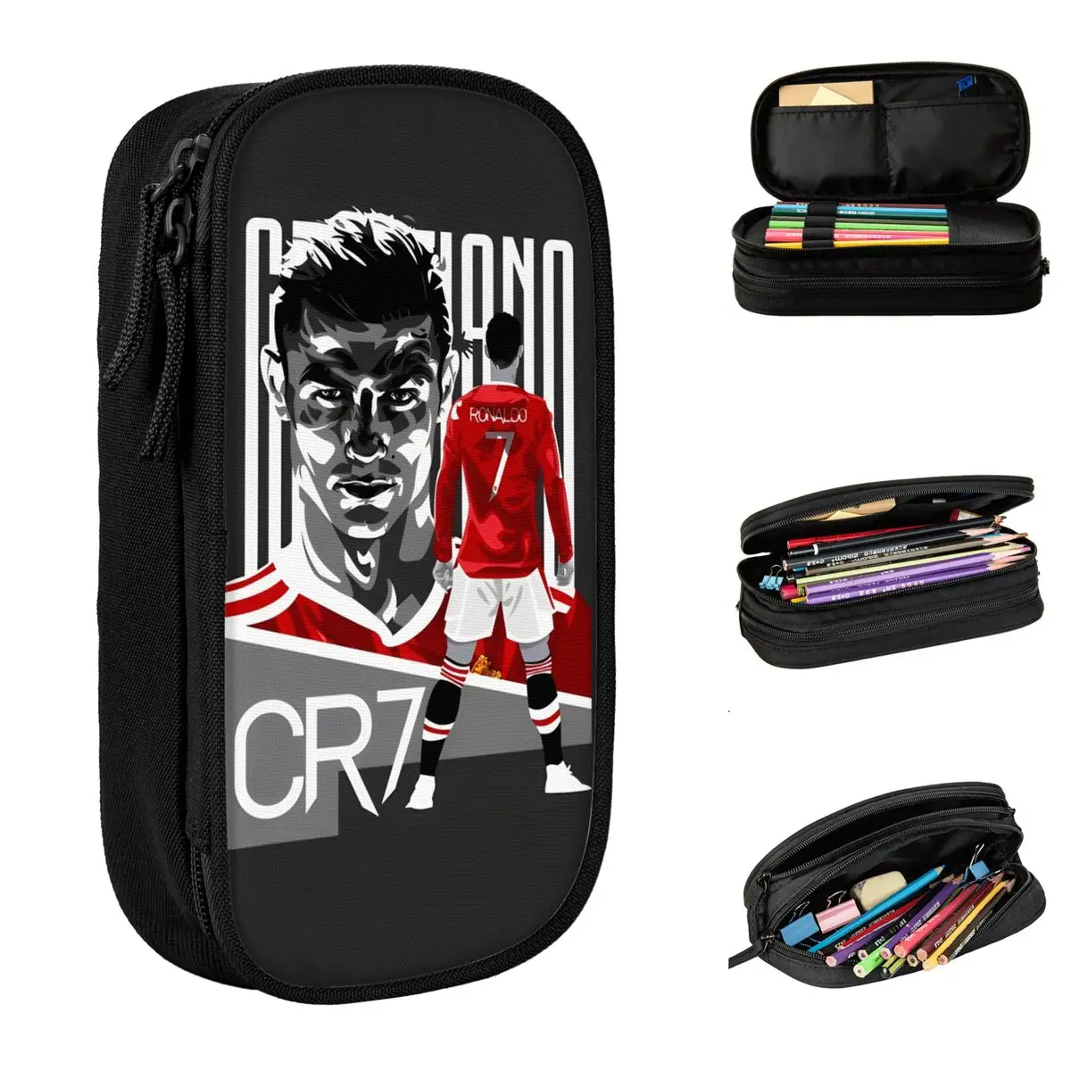 Football Soccer Ronaldo Pencil Cases Fun Pen Holder CR7 Pencil Bags Student Big Capacity Students School Gift Pencilcases