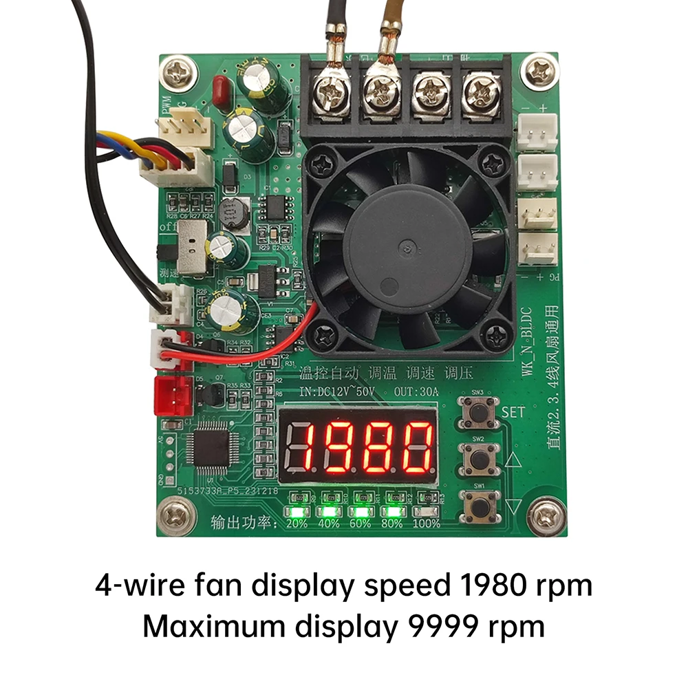 Universeller PWM-Temperaturregler mit Drehzahlregelung DC 12-50V 30A 2-Draht 3-Draht 4-Draht Lüftermodul mit Drehzahlanzeige für Hardware – Detail 4