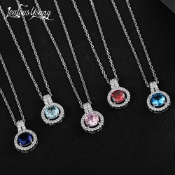 Fashion Cubic Zirconia Round Pendant Necklaces for Women 10 Colors Choker Bridal Hollow Party Jewelry