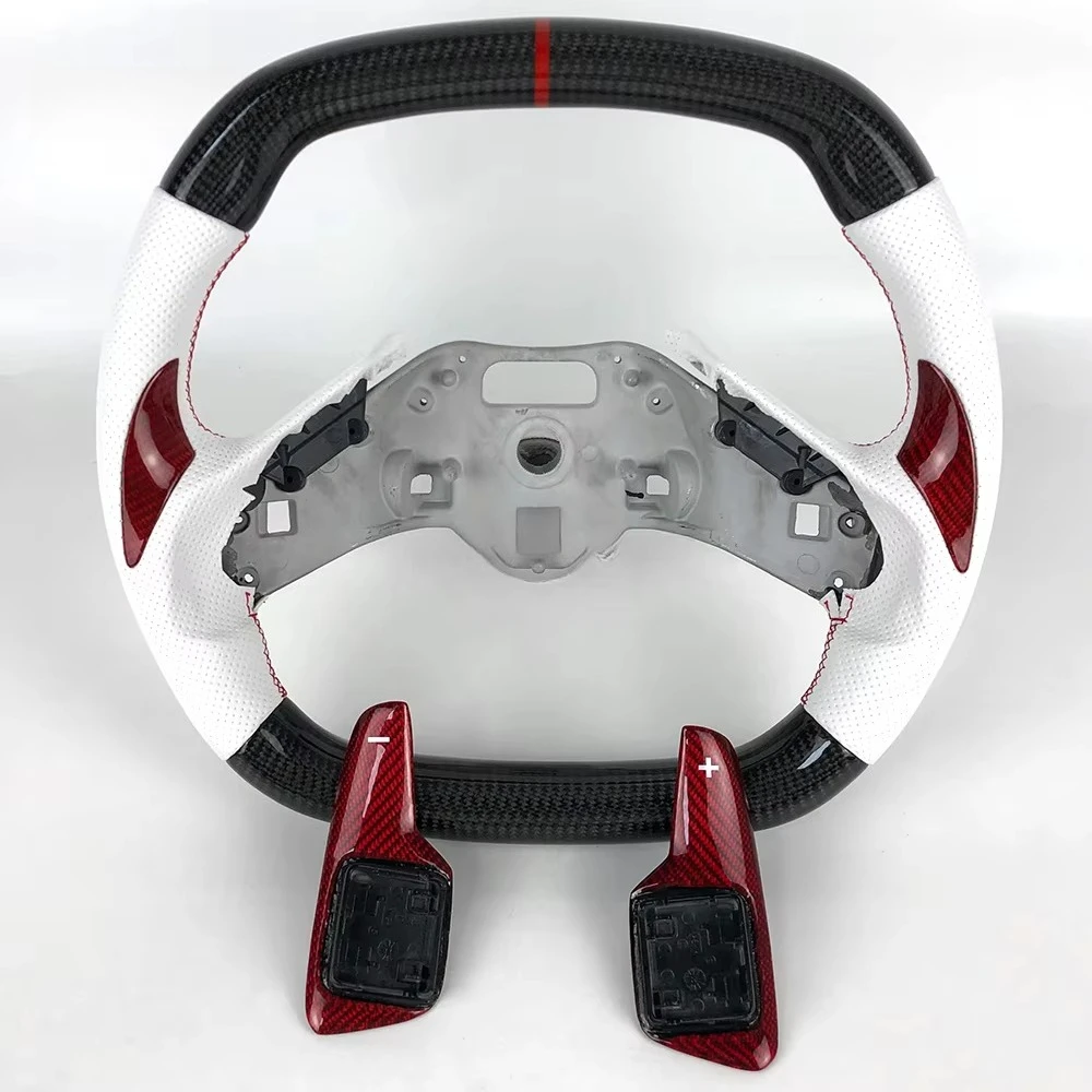

Factory wholesale carbon fiber steering wheel with paddle shifters for C8 racing steering wheel