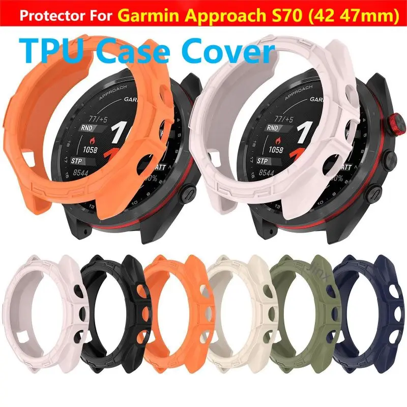 TPU Protective Case Cover For Garmin Approach S70 42MM 47MM Smart Watch Strap Soft Silicone Strap Bumper Protector Shell