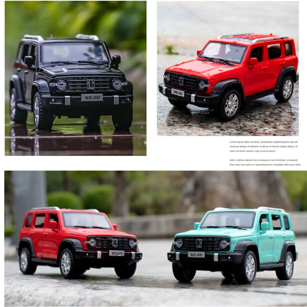 1:32 Alloy Diecast Model Car Toy GreatWall Tank 300 Simulation Off Road Vehicles with Sound Light Toys For Boys Kids Collections