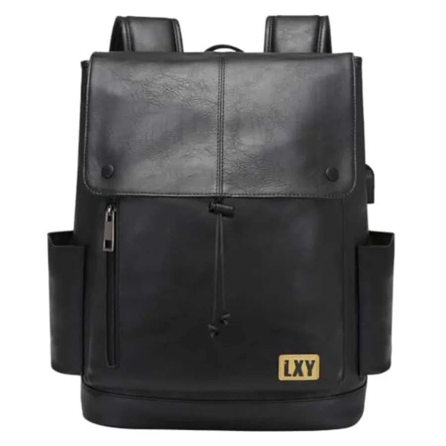 

LXY Leather Laptop Backpack Women Vintage Travel Computer Backpack with USB Charging Port, Laptop Purse Book Bag for Ladies