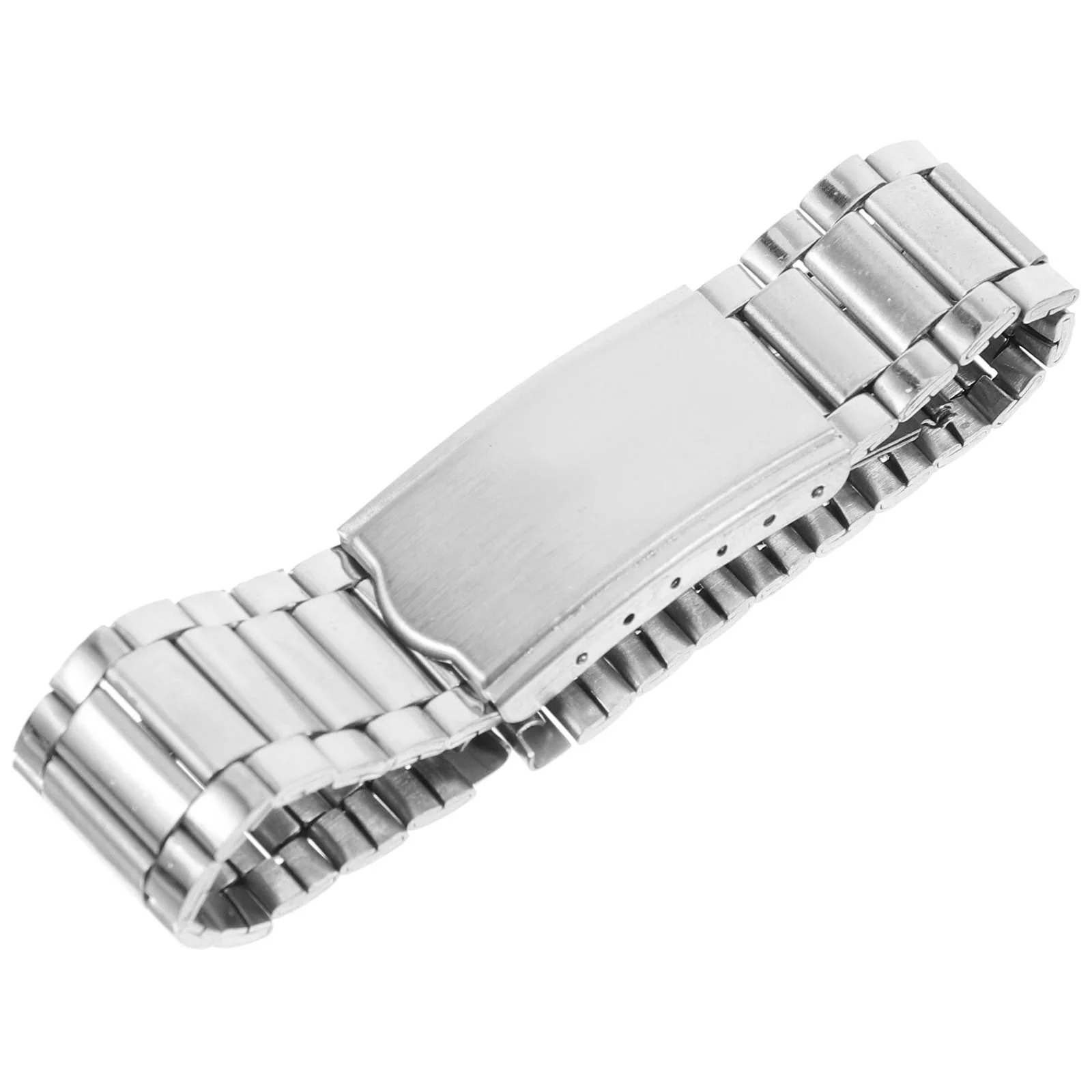 Stainless Steel Watch Bands 18mm Silver Flat Fold Buckle Bracelet for Men Women Replacement Strap Smooth Texture