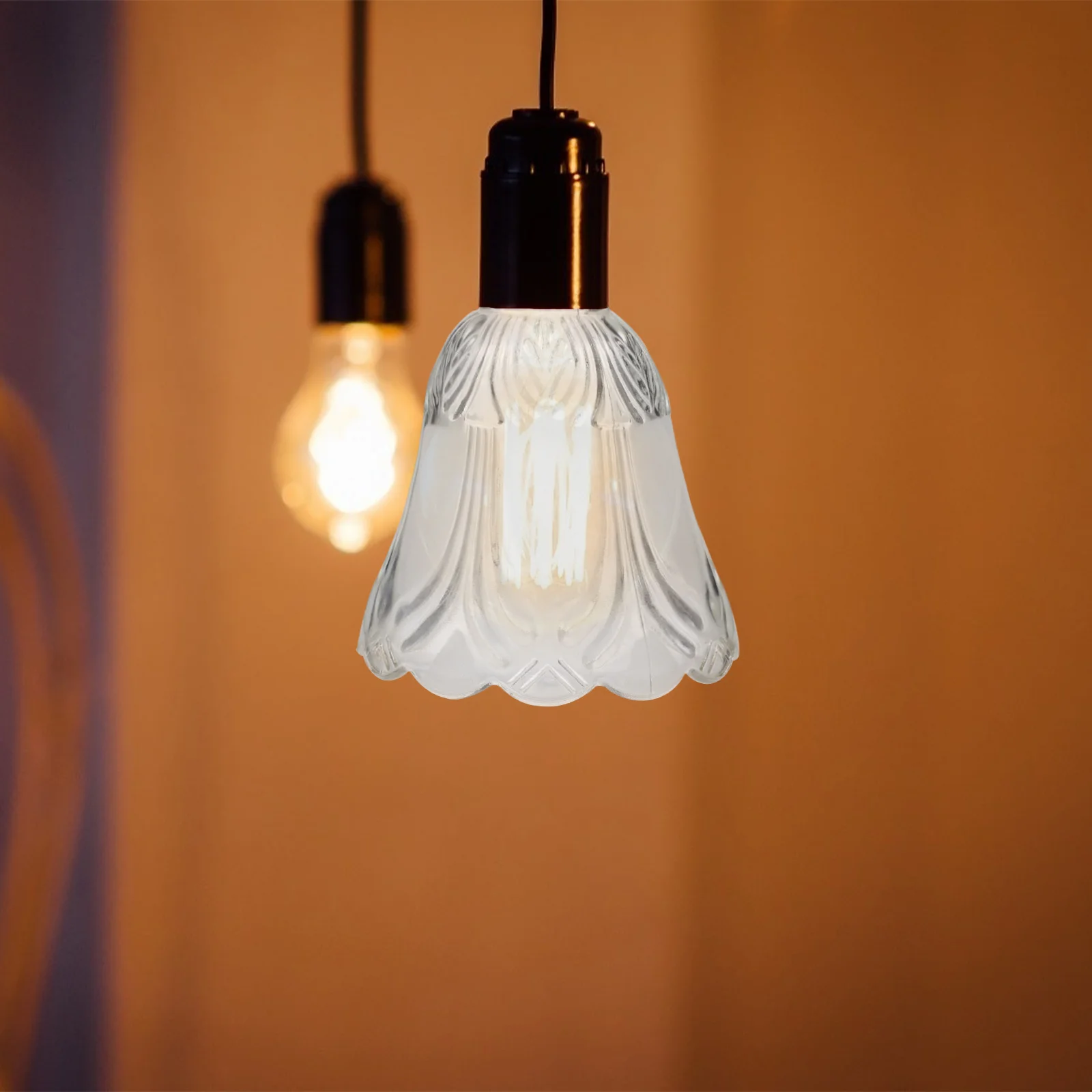 

2Pcs Transparent Glass Lamp Shades Smooth Surface Chandelier Bulb Covers Romantic Warm Atmosphere Bedroom Decorative Light