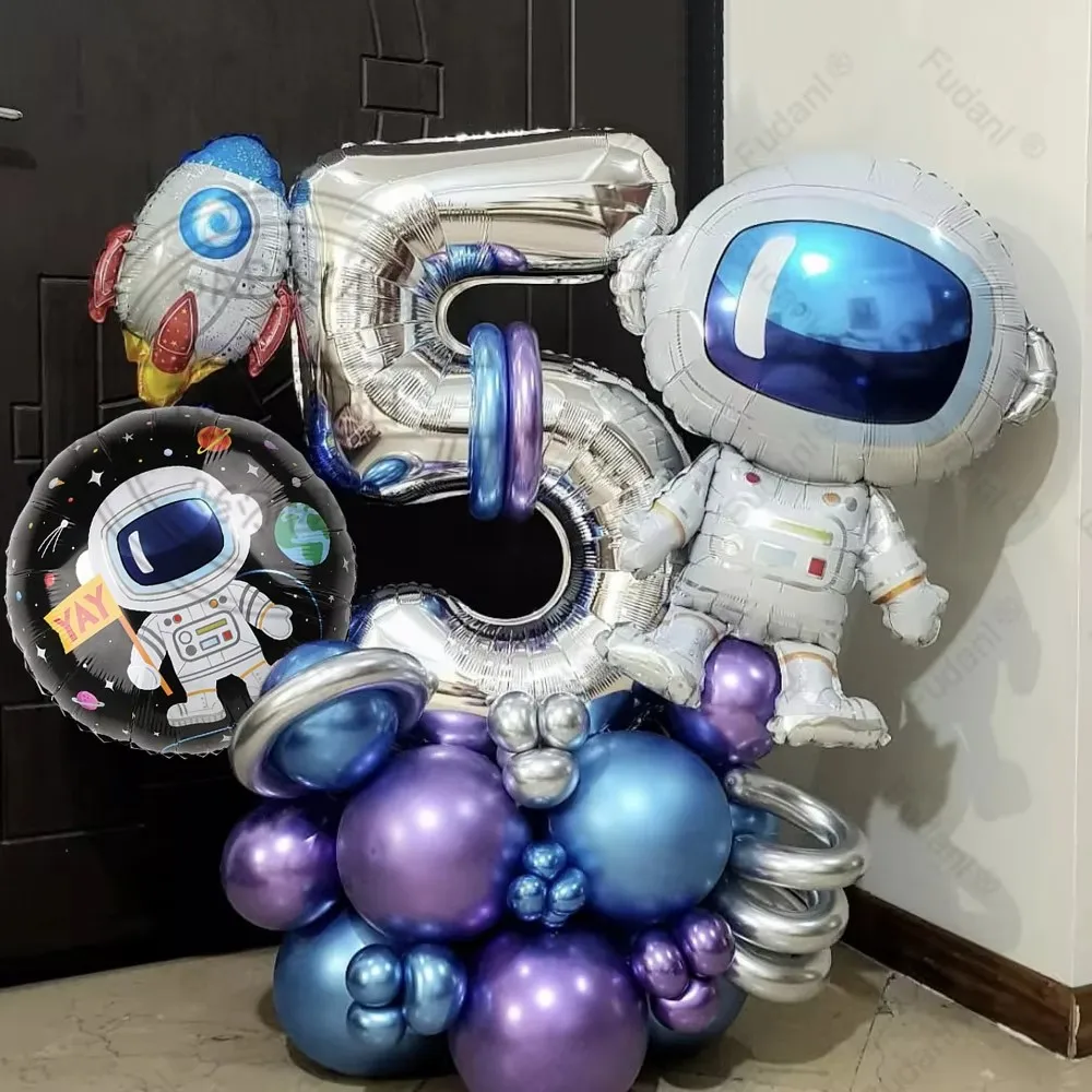 Juego de globos de cohete de astronauta del espacio exterior, 33 Uds., decoración inflable colorida para fiesta de cumpleaños de niños, celebraciones temáticas espaciales