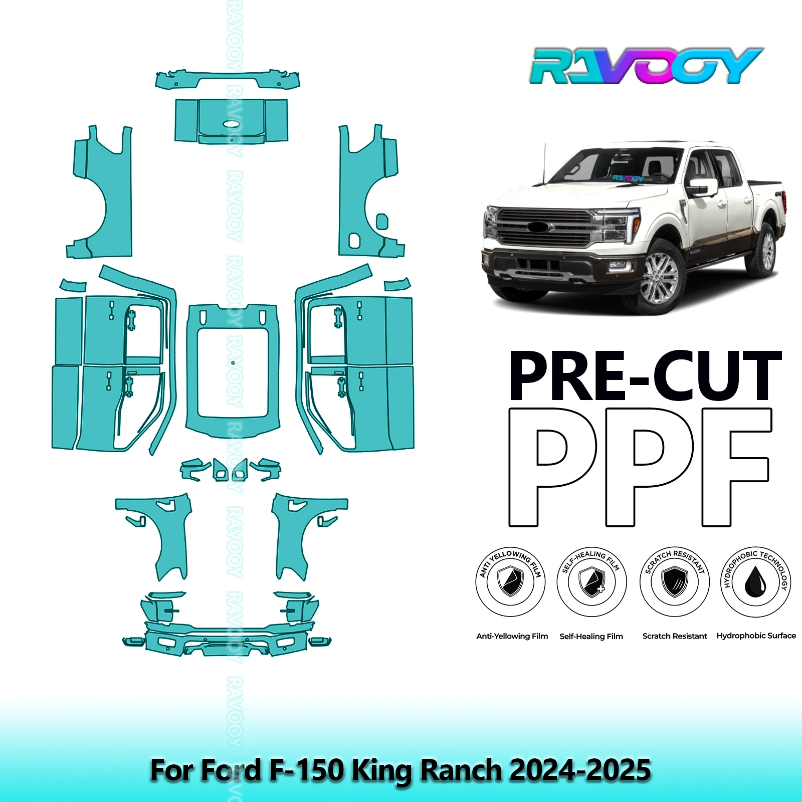 

Car Precut PPF Paint Protection Film Full Vehicle For Ford F-150 King Ranch 2024-2025