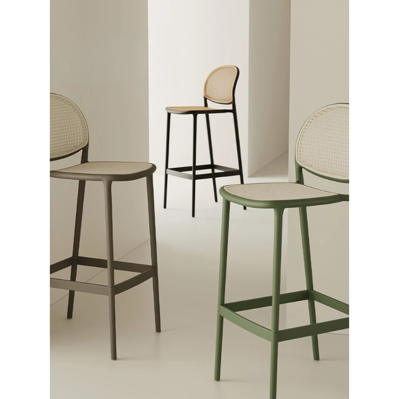 

Bar chair, simple modern home high chair, plastic rattan back chair