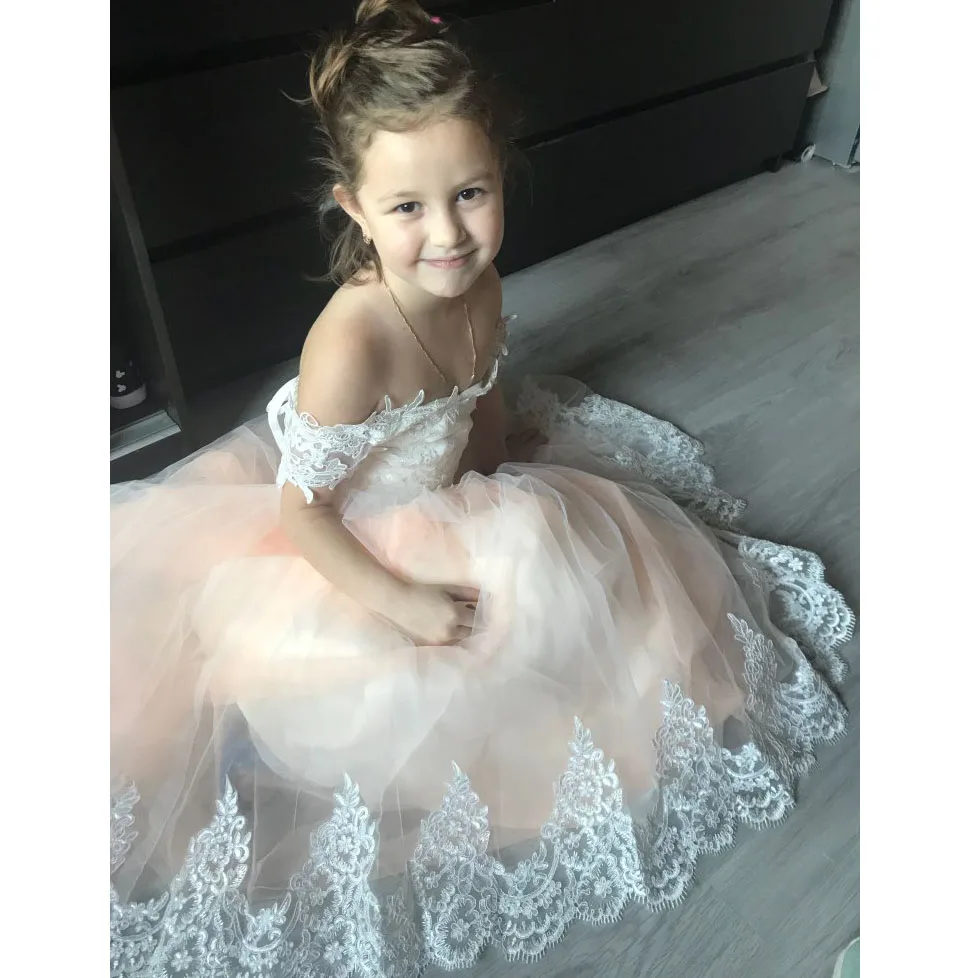 Flower Girl sukienka na wesela syrenka do noszenia jako długie lub krótkie rękawy suknie na konkurs piękności z krótkim rękawem aplikacje z piór suknie na bal maturalny Vestido