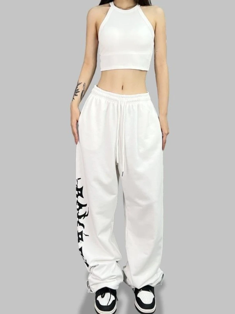 Style américain cordon pantalons de survêtement pantalons à jambes larges femmes danse de rue Hip-hop Sport pantalon rétro décontracté Streetwear Baggy pantalon