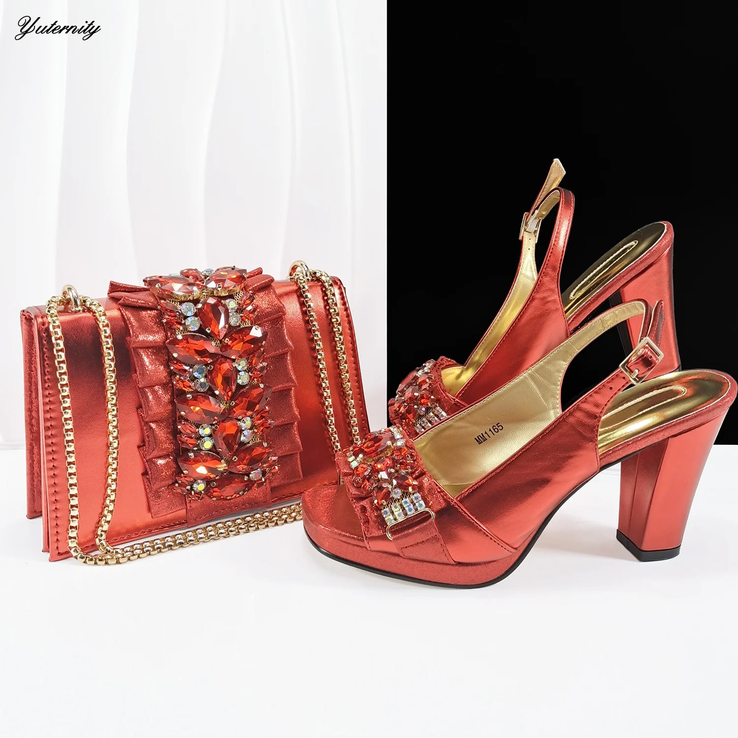 

Summer Style Women Rhinestone Shoes And Bags Set For Wedding Fashion African Pumps Party Shoes And Bag Sets Large Size 38-43