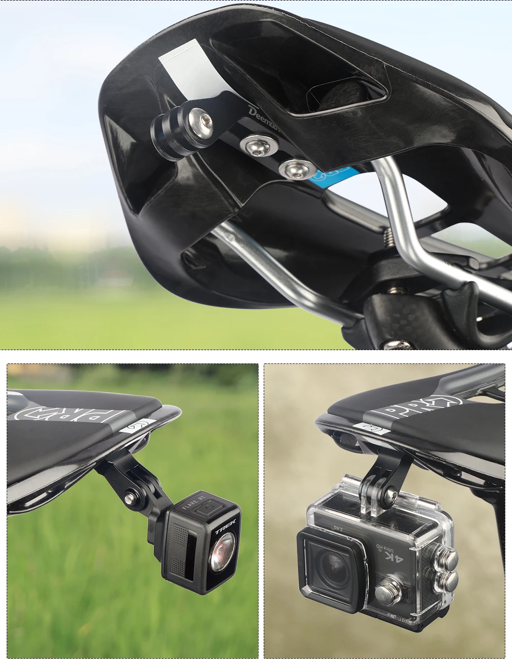 Deemount Sattelstütze Sattel Rücklicht Halterung Passend für Shimano PRO für Gopro Sport Kamera Radar Lichter Alaun. Verlängerungshalter aus Legierung – Detail 5